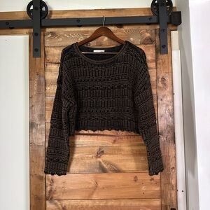 12th Tribe cropped Dark Brown Knit Sweater
